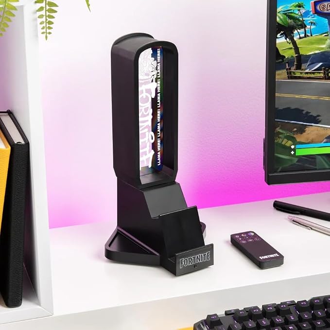 Paladone Fortnite 3-in-1 Headphone Stand and Tech Charging Station with Console Controller Cradle and 2 USB-C Ports RGB Colour Changing Light Panel Officially Licensed Gift for Gamers