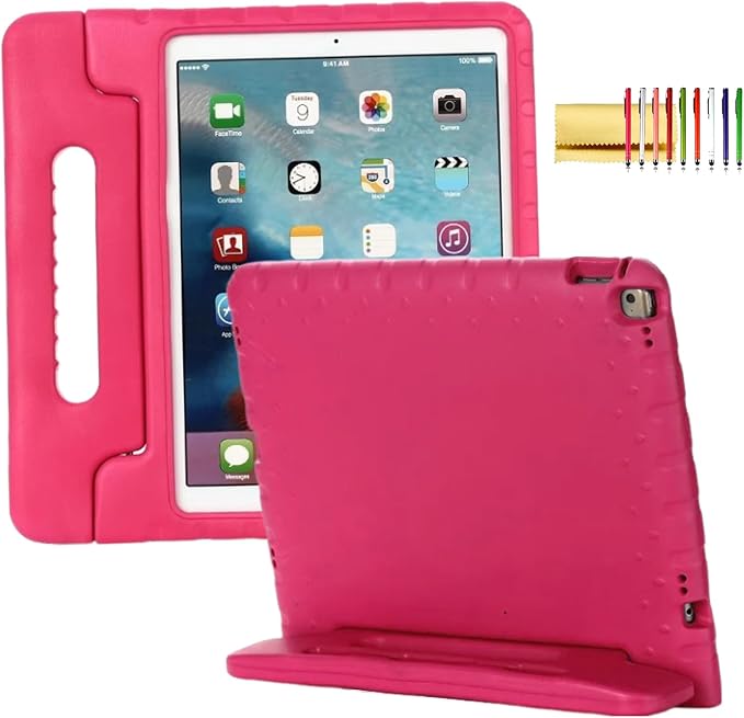 Kids Case for iPad Pro 11 M5/M4 &amp iPad Air 11 (2026/2025/2024) Shockproof Case with Pencil Holder Techcircle Light EVA Foam Handle Stand Bumper Protective Child Friendly Drop Proof Cover Black