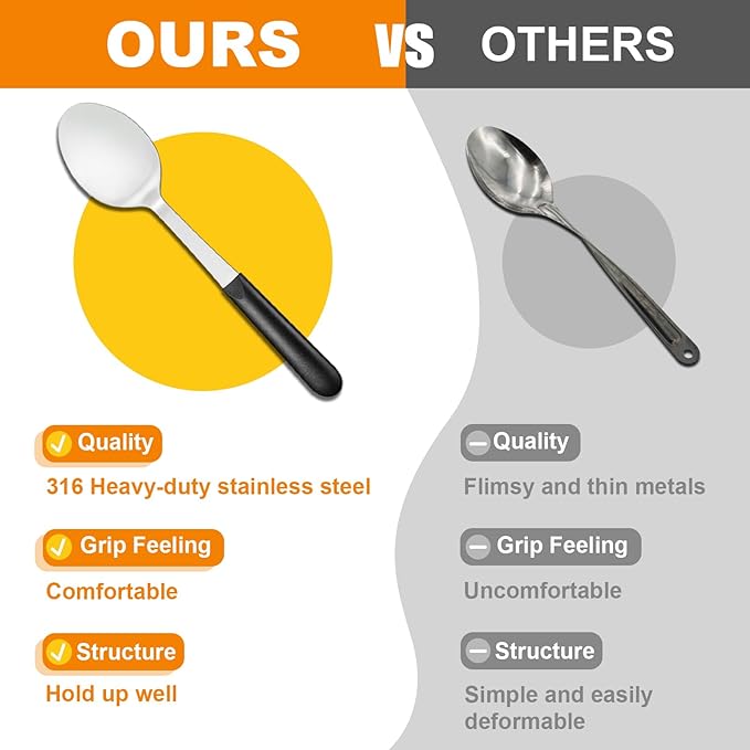 CuCut 4 Pcs Cooking Utensils Set, Stainless Steel Kitchen Utensils, Heat Resistant Metal Kitchen Tools Include Solid, Slotted Turner, Serving Spoon, Non-Stick Wok Spatula, Dishwasher Safe, Silver