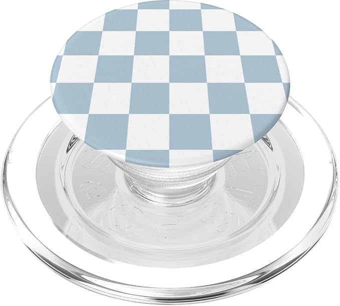 Light Blue Checkered Blue and White Checkered Pattern PopSockets PopGrip for MagSafe