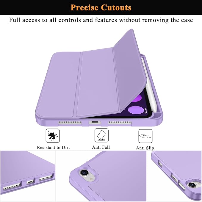 Soke Case for iPad mini (A17 Pro) 7th/ 6th Generation (Book Wine) | Built-in Apple Pencil Slot fit iPad Mini 2024 and 2021 8.3 inch Auto Sleep/Wake