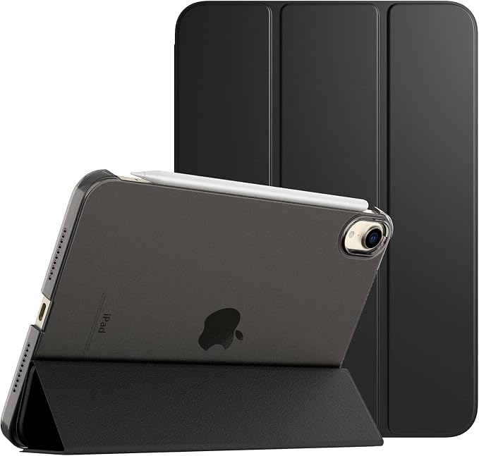 TiMOVO Case for iPad mini 7 A17 Pro 8.3 &amp mini 6th Gen - Black | Slim Translucent Hard Back Folio Cover Support Touch ID Auto Wake/Sleep