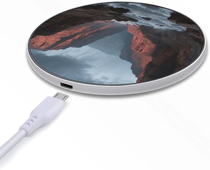 Topographic Wireless Charger with USB CableAluminum Alloy Frame 10W Max Compatible Fast Wireless Charging Pad- 3.2ft Cable Included for Travel Home Office Desk