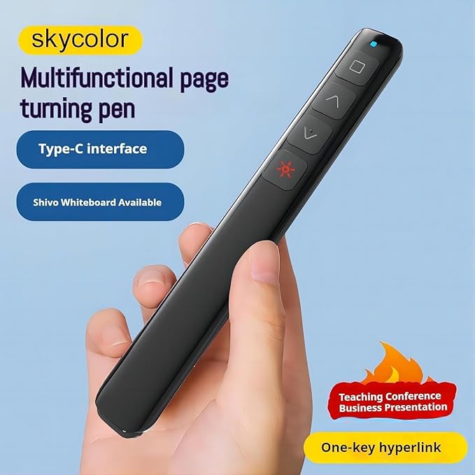 [M Monoie] Wireless Presenter, 2.4GHz USB Control Presentation PPT PowerPoint Clicker for Keynote, Laptop, Google Slides - Supports Hyperlinks & Tactile Buttons