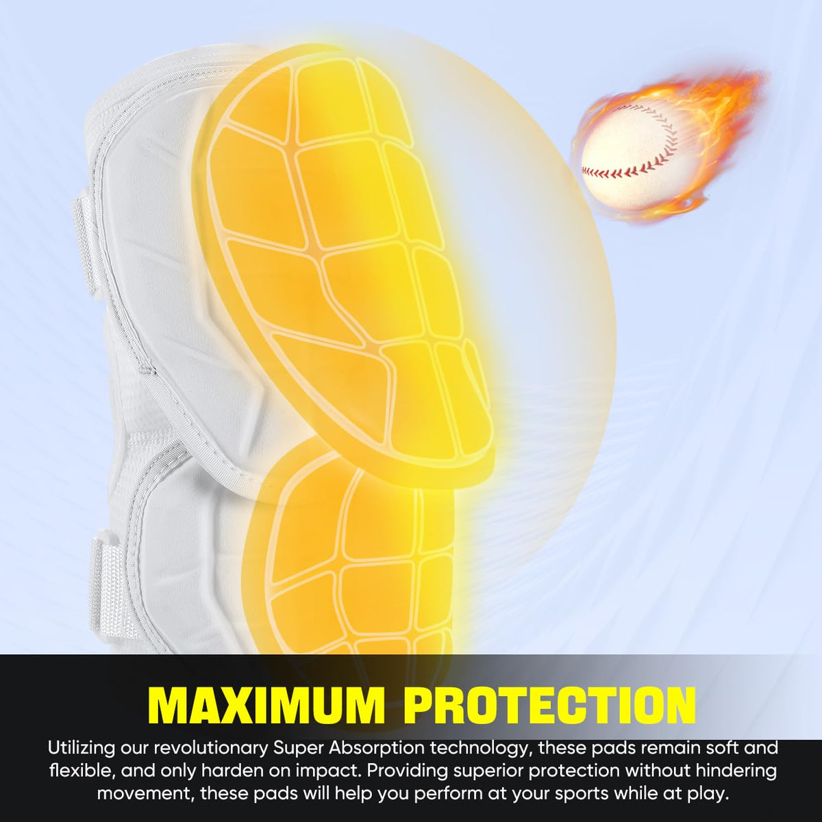 Rawxy Hitters Baseball Softball Batters Elbow Guard (White, Adult-L/XL)