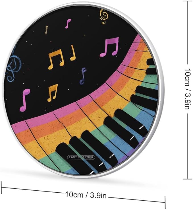 Musical Notes Wireless Charger SlimWireless Charging Pad Anti-Slip Charger Mat for Men Women