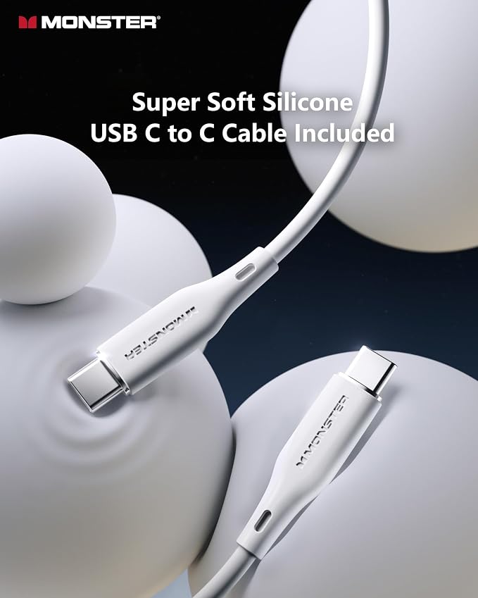 Monster USB C Charger 25W Super Fast Charger with USB C Cable Wall Charger with Foldable Plug for iPhone 15/15 Plus/15 Pro/15 Pro Max Samsung Galaxy iPad Pro Pixel
