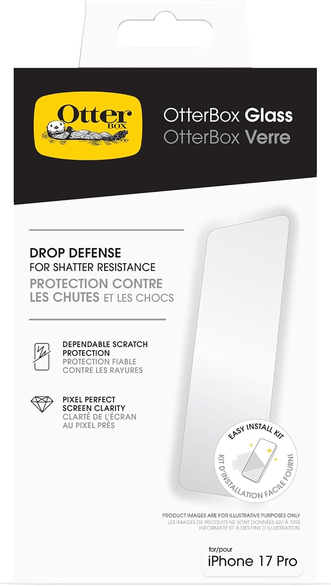 OtterBox iPhone 17 Glass Screen Protector - Shatter Resistant Scratch &amp Smudge - Proof Glass Screen Protector for iPhone