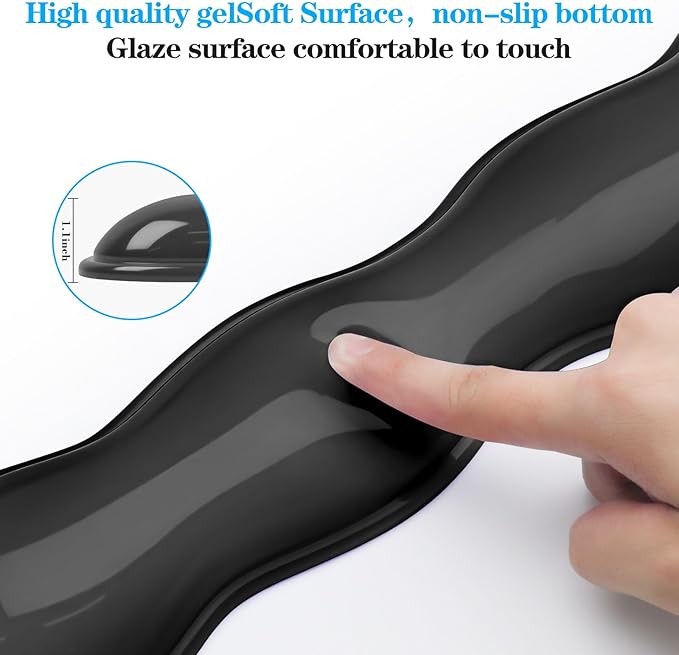 Gel Wrist Rest for Keyboard and Mouse, Wrist Rest for Keyboard, Mouse Wrist Support, Pain Relief, Cool Touch, Non-Skid, Keyboard and Mouse Wrist pad Set