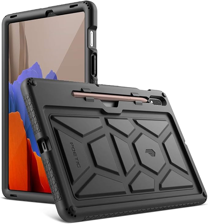 Poetic TurtleSkin Case for Samsung Galaxy Tab S10 FE Plus (2025 Release) 13.1 inch Case with S Pen Holder Heavy Duty Shockproof Kids Friendly Protective Silicone Cover Black