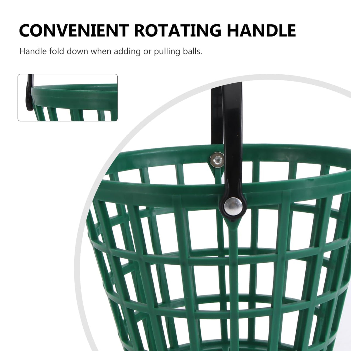 UPKOCH Golf Ball Basket Plastic Golf Ball Bucket with Foldable Handle Storage Container for Practice Range Stackable Caddy for Clubs and Frequent Use