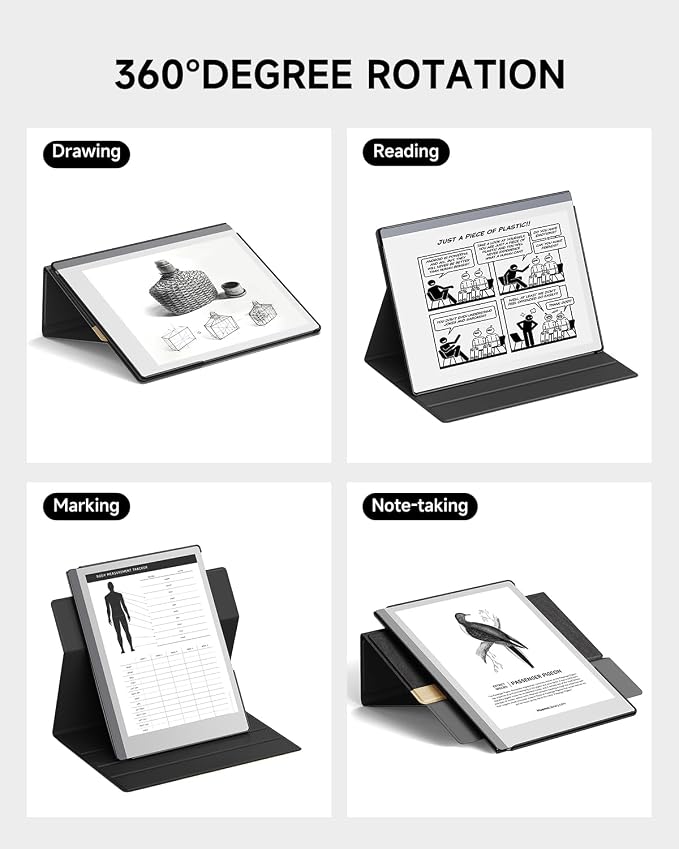 Case for Remarkable 2 Paper Tablet 10.3 2020 Released Fabric Folio Cover with Pen Pocket Stable Stand Design Black &amp Light Cork (Exclusive Templates Provided)