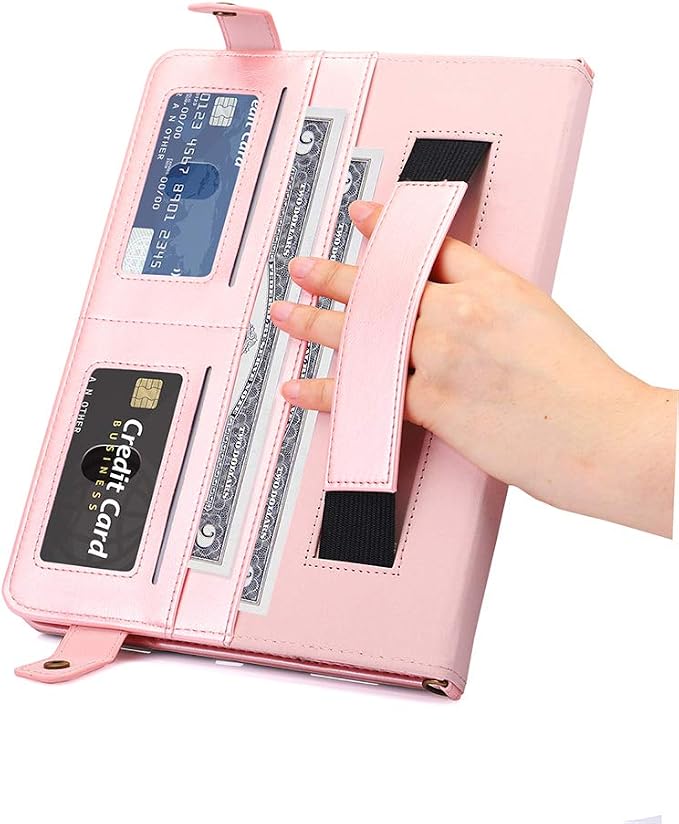 Handbag Case for Samsung Galaxy Tab S10 FE/S9 FE 10.9/S9/S8/S7 11 Techcircle Folio Stand Crossbody Wallet Protective Cover with S Pen Holder &amp Card Slots Hand Strap &amp Shoulder Strap Black