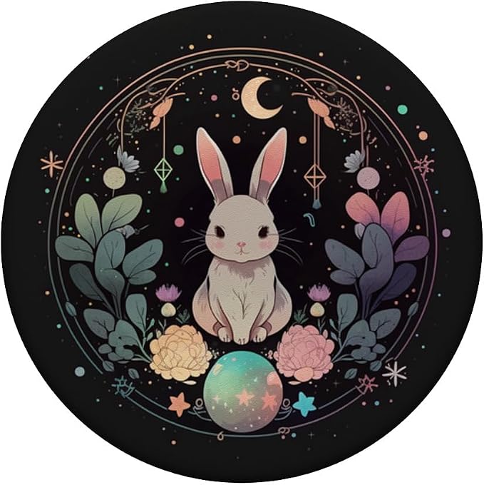 Moon Phases Crystal Witchy Cute Rabbit Kawaii Pastel Goth PopSockets Adhesive PopGrip