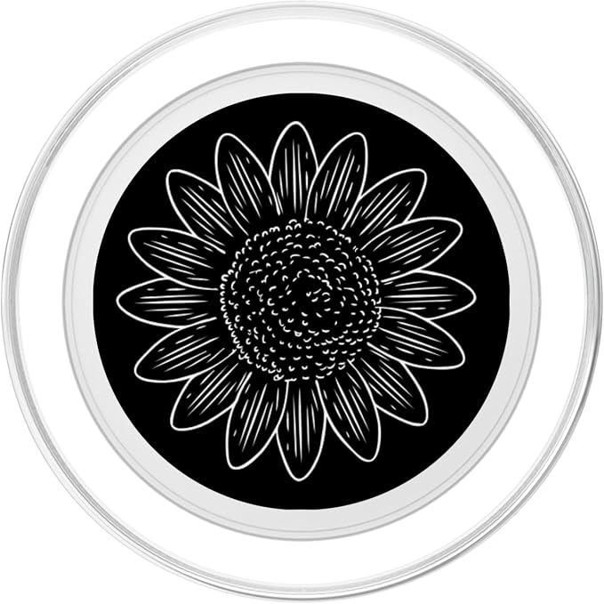 Sunflower Drawing Black and White PopSockets Adhesive PopGrip