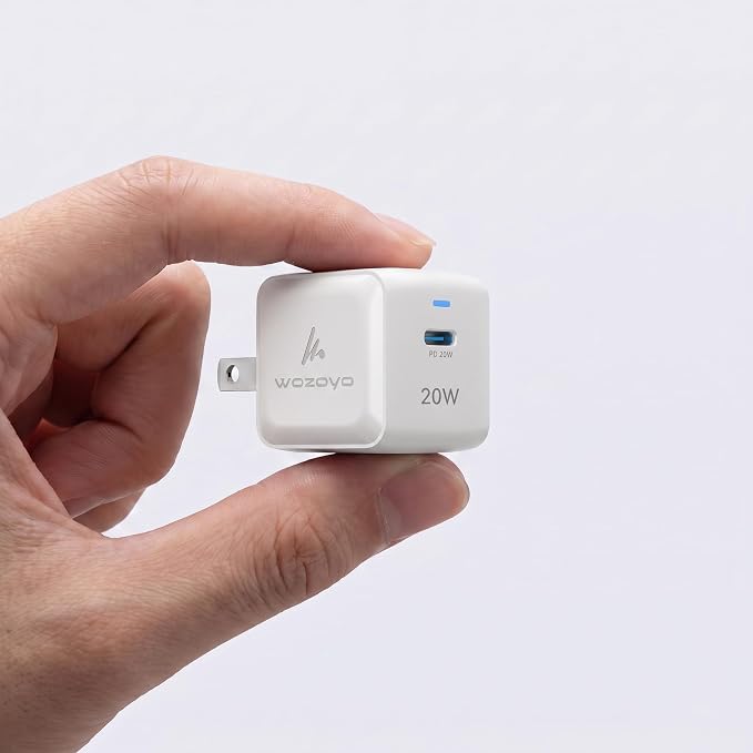 PD 20W GaN Charger Wozoyo Type-C Fast Charger Compatible for iPhone 17/16/16 Pro Max/15 Series/iPad Pro Smartphones &amp Tablets QC 3.0Compact Foldable Plug Design Smart Power Delivery