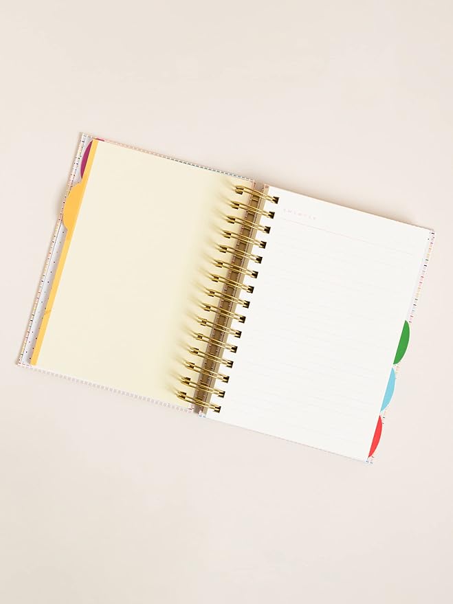 U Brands Responsibly Sourced ‘Stripes & Brights’ Tabbed Journal, Office Supplies, Textured Cover, Gold Hardware, 6” x 8"