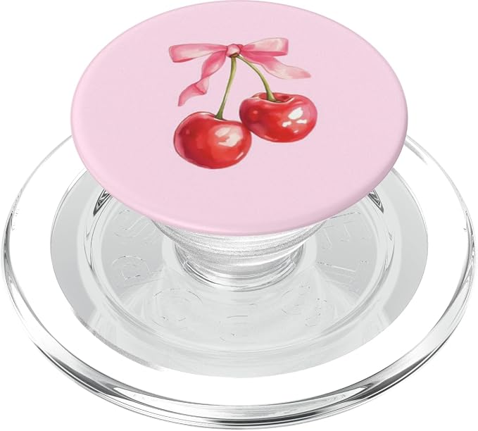 Pink Bow Aesthetic Cute Cherry PopSockets PopGrip for MagSafe