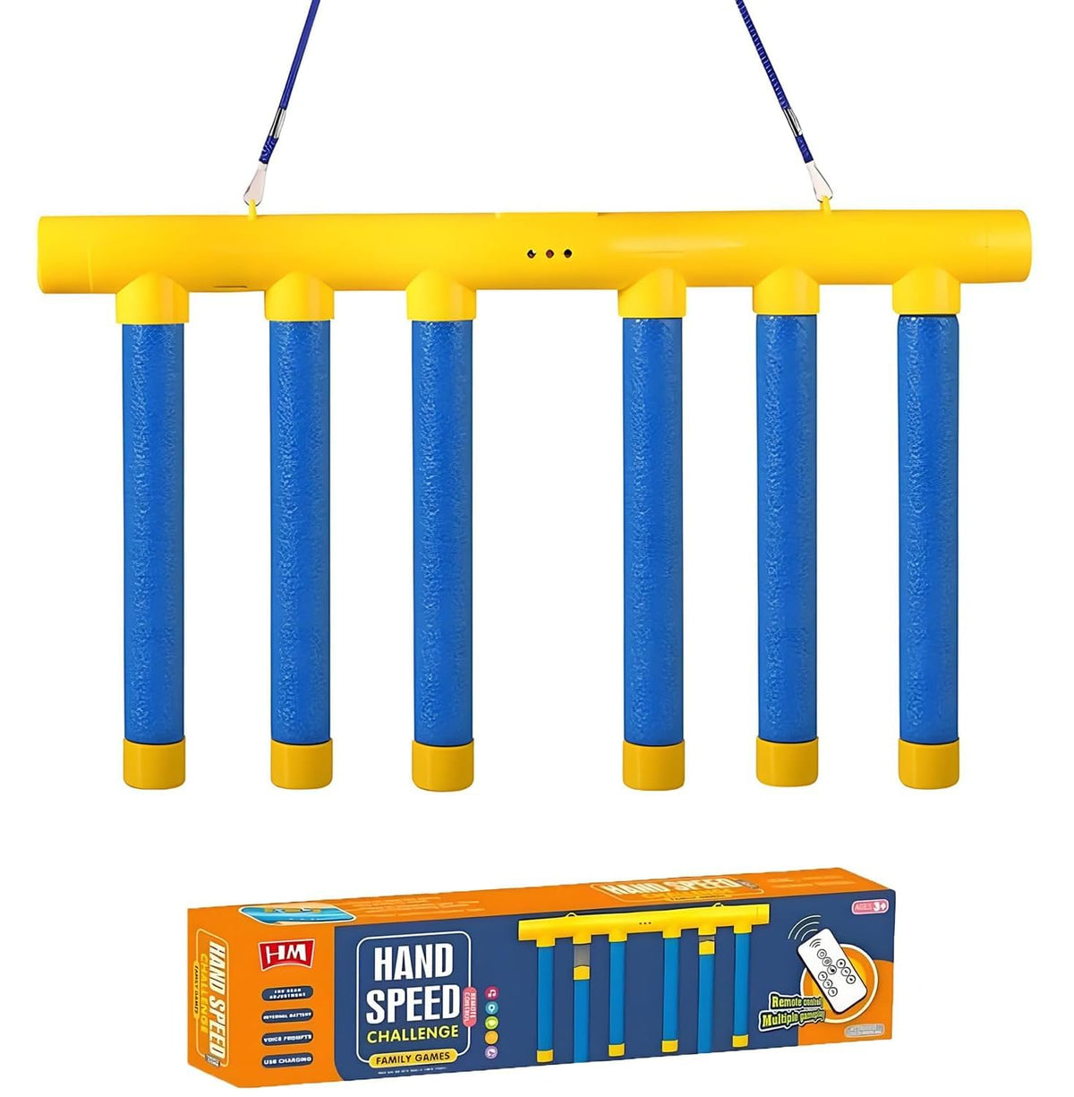 Jurfest Reflective Drop Stick Challenge Game, Hand Eye Coordination Reflex Training Toy, 3 Adjustable Speed Modes, Catching Sticks Game (Yellow)