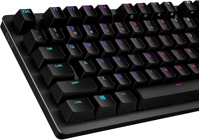 Logitech G512 Lightsync RGB Mechanical Gaming Keyboard, Carbon English Layout GX Blue Switch, Brushed Aluminum Case, USB Pass Through, 920-008936 (Renewed)