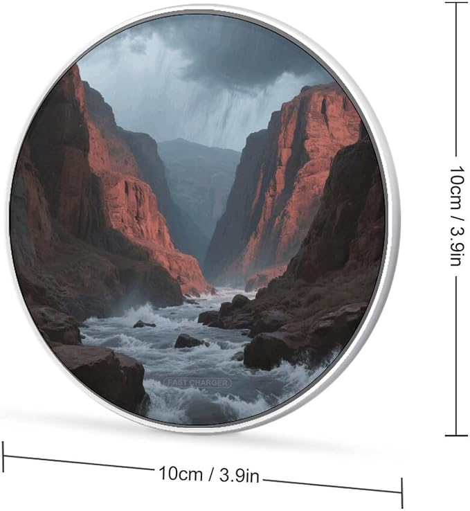 Topographic Wireless Charger with USB CableAluminum Alloy Frame 10W Max Compatible Fast Wireless Charging Pad- 3.2ft Cable Included for Travel Home Office Desk