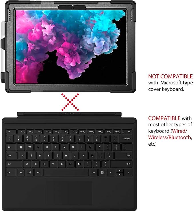 ZenRich Rugged Case for Microsoft Surface Pro 12 (2025)12 inch | Shockproof Hard Protective Case with 360 Rotating KickstandPen Holder and Hand Strap Compatible with Type Cover Keyboard
