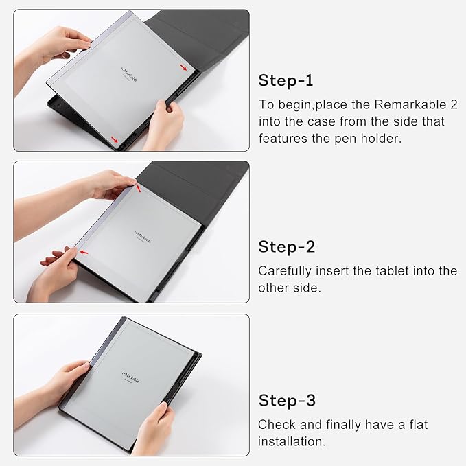 CoBak Case Compatible with Remarkable 2 Paper Tablet Black | Built-in Pen Holder Multi-Angle Foldable Stand Custom Fit for 2020 Released reMarkable 2