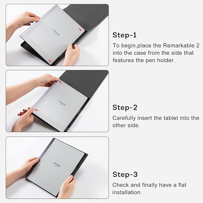 CoBak Case Compatible with Remarkable 2 Paper Tablet Black | Built-in Pen Holder Multi-Angle Foldable Stand Custom Fit for 2020 Released reMarkable 2