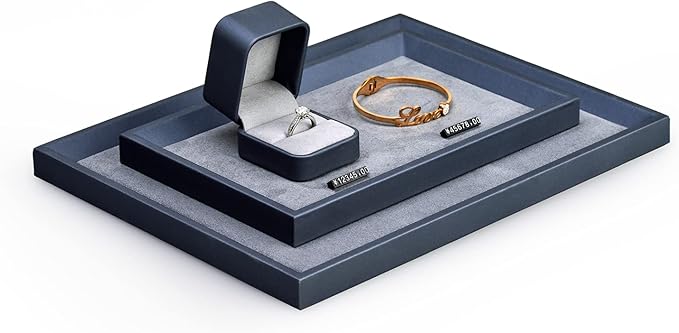 Oirlv Premium Leather Flat Jewelry Tray Jewelry Display Organizer Valet Tray for Nightstand or Dresser Organizer(Medium)