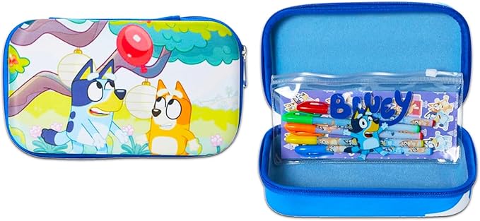 Bluey School Supplies Set for Kids - Bundle with Pencil Case and 2 Portfolio Folders for Elementary Students | Bluey School Supplies for Boys, Girls