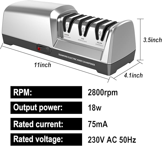 Casuenia Electric Knife Sharpener for Kitchen Knives, 3 Stage