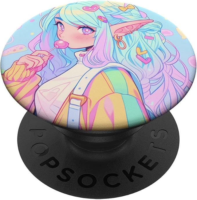 Anime Girl Pastel Kawaii Waifu Elves Girl PopSockets PopGrip for MagSafe