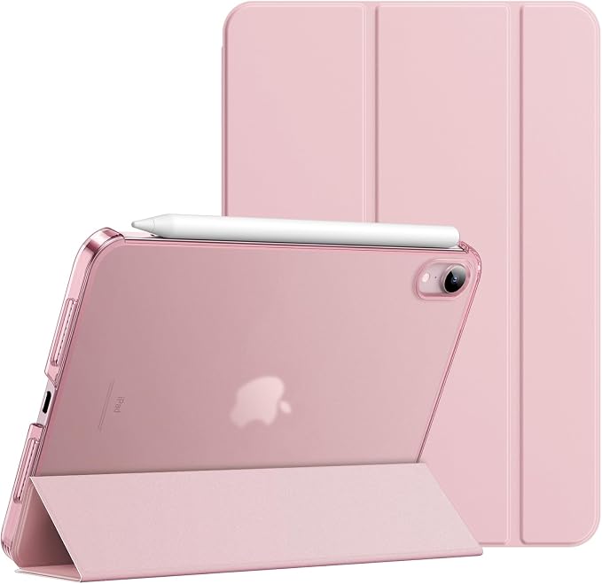 JETech Case Cover for iPad mini A17 Pro/6th Gen (2024/2021) Blue | Slim Translucent Back Design Tri-Fold Stand Auto Wake/Sleep Lightweight Shockproof Protection