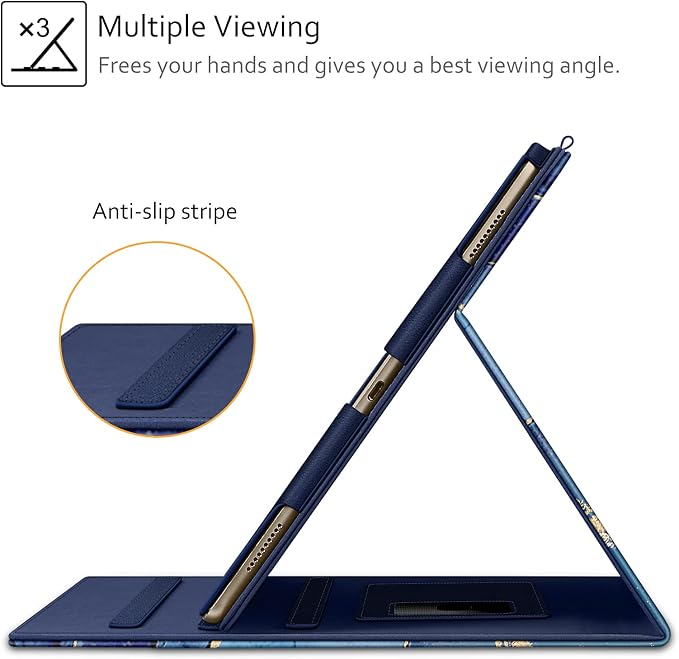 Fintie Multi-Angle Case 2017/2015 iPad Pro 12.9 inch (Old Model) 1st &amp 2nd Gen Case - [Corner Protection] Folio Stand Cover with Pencil Holder &amp Pocket Auto Wake/Sleep Blooming Hibiscus
