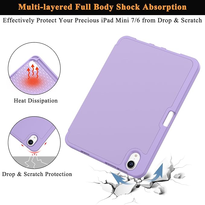 Soke Case for iPad mini (A17 Pro) 7th/ 6th Generation (Book Wine) | Built-in Apple Pencil Slot fit iPad Mini 2024 and 2021 8.3 inch Auto Sleep/Wake