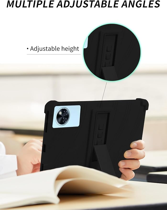 Case for Raemond M70 /Doogee U11 Tablets 11 Inch Tablet 2025- Soft Silicone Shock Proof Lightweight Stand Rubber Shell Protective CoverKids Friendly Soft Silicone Adjustable Stand CoverBlack