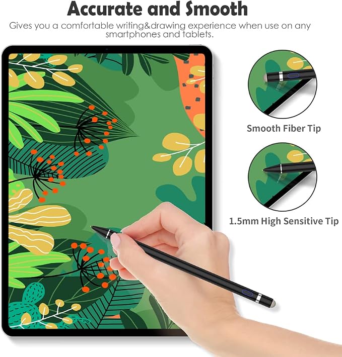 Active Stylus Pen for Touch ScreensDual Pen Tips for iOS &amp Android Drawing &amp WritingHigh Precise Digital Pencil for Apple iPhone 16/15/14/13/12/11/X/8iPad Air/Pro/MiniPhone/Tablet/Sam-sung