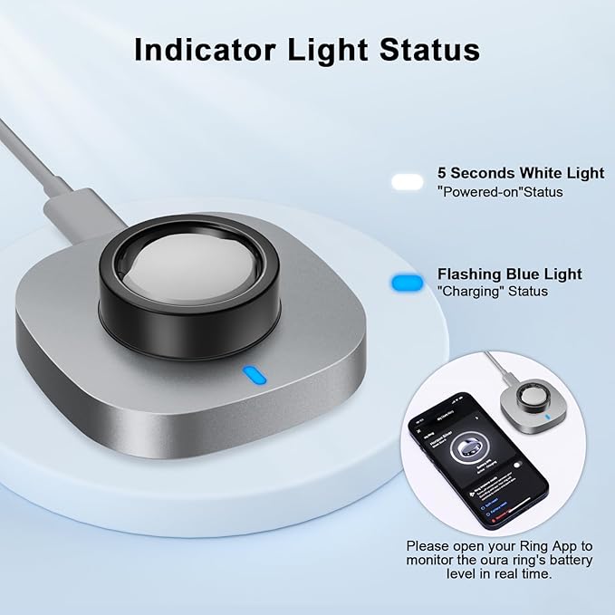 ZOOROO Charger Compatible with Oura Ring Gen 3 Size 6, Fast Charging Dock with USB-C Cable