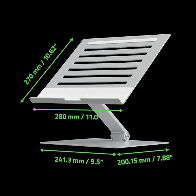 Razer Mercury Adjustable Laptop Stand - Ergonomic Height-Adjustable Laptop Stand for Laptops up to 18 Inches (Height and Tilt Adjustable, Robust Aluminium, Ventilated Design)