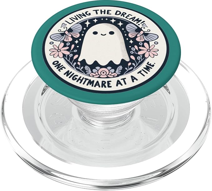 Spooky Ghost Dark Humor Living the Dream Bookish Reading PopSockets PopWallet for MagSafe