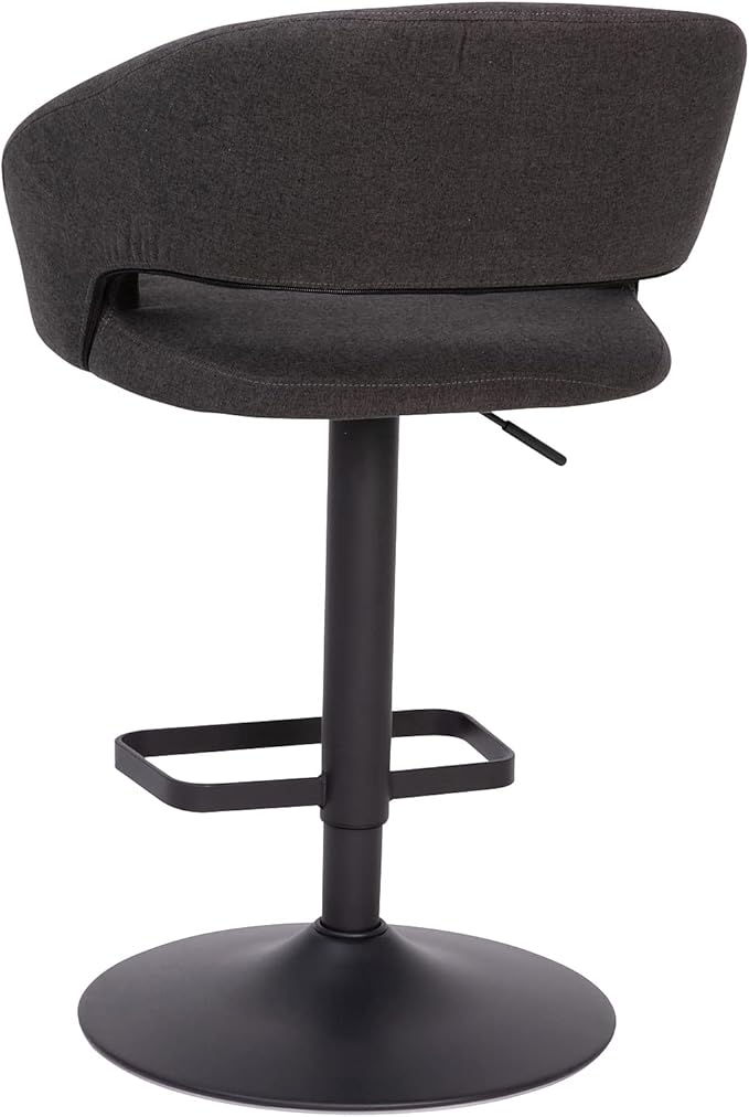 Flash Furniture Erik Comfortable & Stylish Contemporary Barstool with Rounded Mid-Back and Foot Rest, Adjustable Height - Charcoal Fabric with Black Base