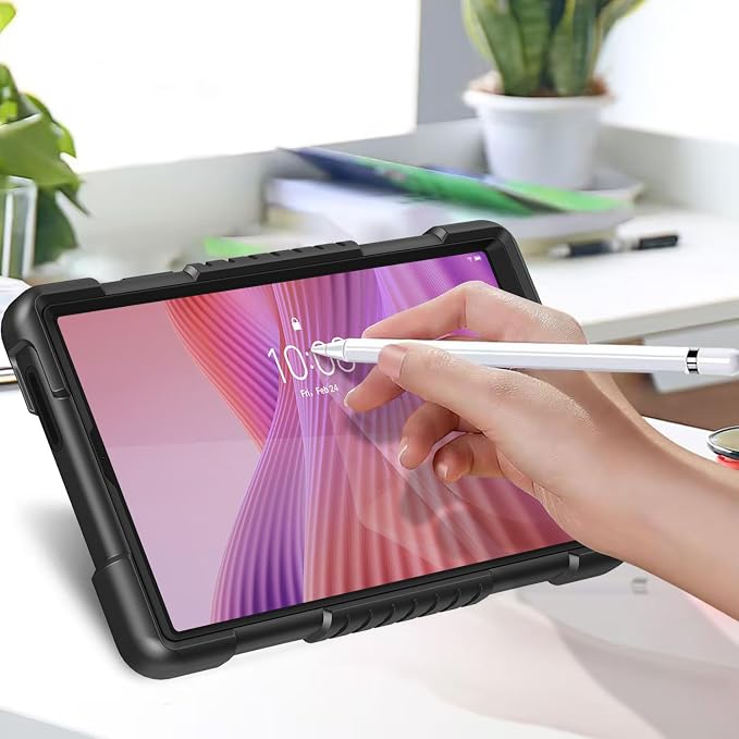 Tablet Case for Lenovo Tab One (TB305FU) 8.7 inch Shockproof Cover | with Tempered Glass Screen Protector &amp Strap &amp Kickstand for Lenovo Tab K9 8.7 inch 2025 (Model: TB305FU) (Black+2Pcs)