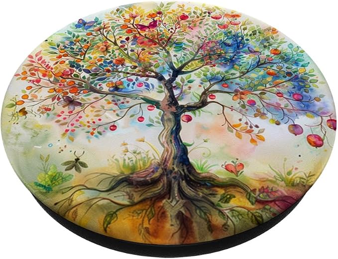 Aesthetic Tree Of Life Colorful Watercolor Artwork PopSockets Standard PopGrip