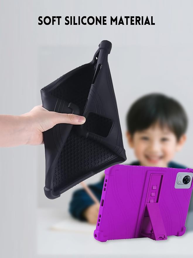 Case for POCKAM P11 Pro Android 16 Tablet 11 Inch (Black) | Soft Silicone Kids Friendly Protective Cover with Adjustable Stand Drop-Proof