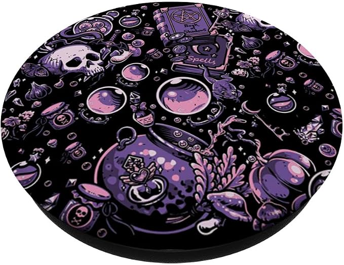 Witch's Essentials Pattern Witchy Design Halloween Cute PopSockets Adhesive PopGrip