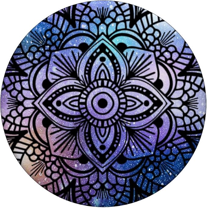 Trendy Purple Teal Flower Mandala Design Background PopSockets PopGrip: Swappable Grip for Phones &amp Tablets
