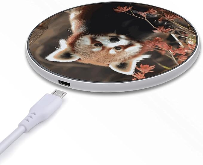 Red Pandas Wireless Charger 10W Fast Charging Pad Anti-Slip Qi Certified Wireless Charging Pad Charging Station Portable Phone Charger for All Wireless Charging Smartphone