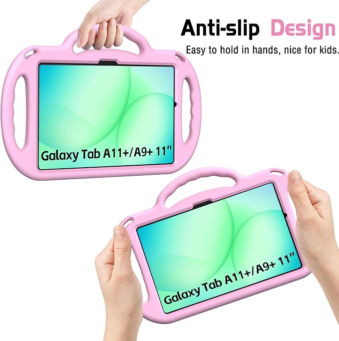 Kids Case for Samsung Galaxy Tab A11+ Plus/A9+ Plus 11 Inch Case with Strap Shockproof Lightweight Handle Stand 2025/2023 Model with Lanyard Black