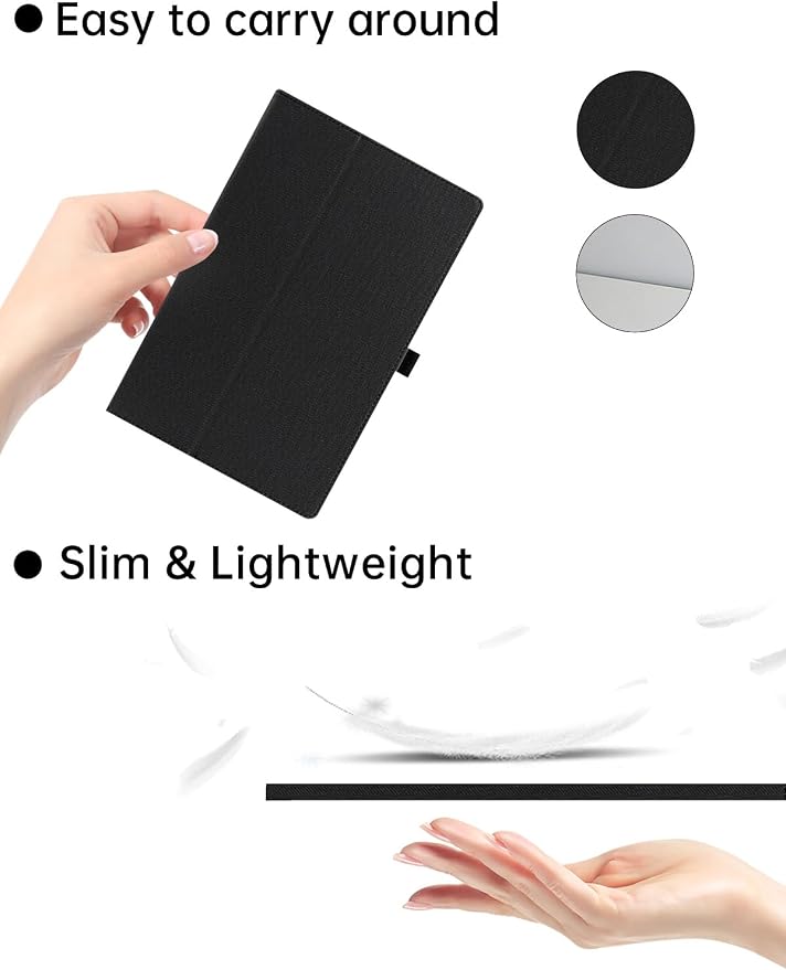 Case for SVITOO P108 Tablet 12 inch，WUNIAK Premium Leather Business Folio Stand Cover for SVITOO P108 Tablet 12 inch with Hand StrapBlack