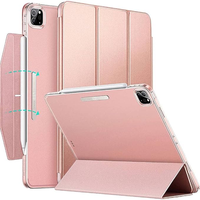 SaharaCase ESR Folio Case for Apple iPad Pro 11 (3rd Generation 2021 &amp 4th Generation 2022) [Shockproof Bumper] Rugged Protection Antislip Grip Leather Kickstand (Blue)